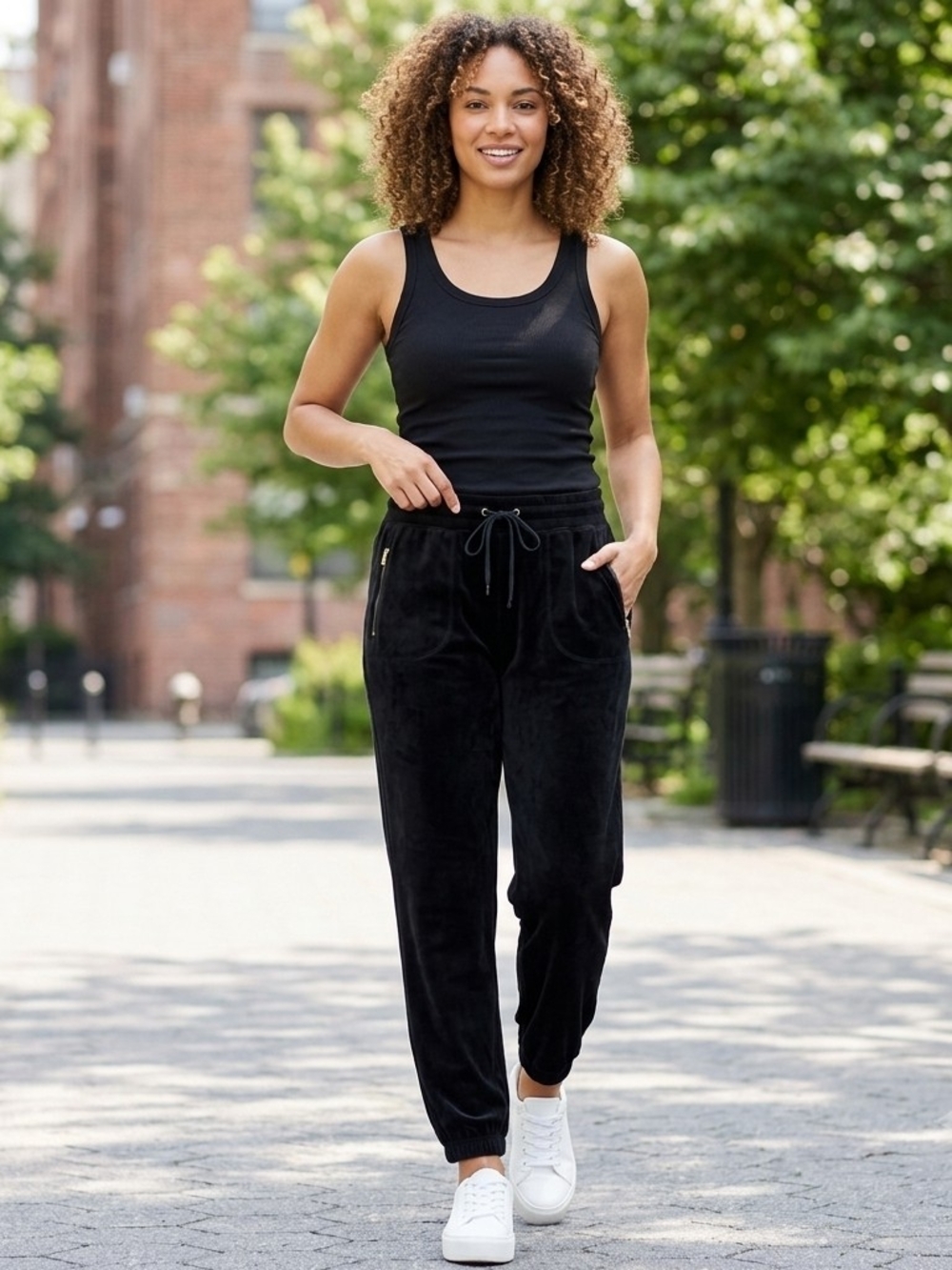 NWT Style & Co. Black Velour Drawstring Joggers Size XL